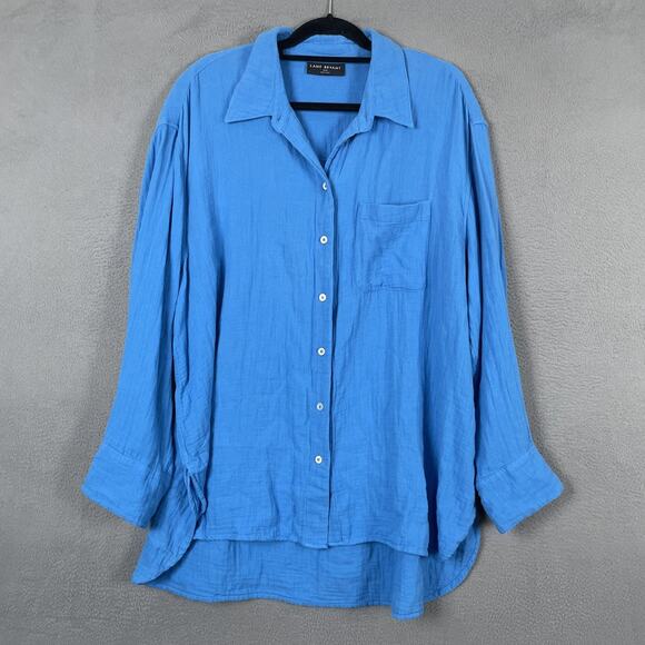 Lane Bryant Tops - Lane Bryant Tunic Womens 18/20 Blue Button-Up Long Sleeve 100% Cotton Relaxed